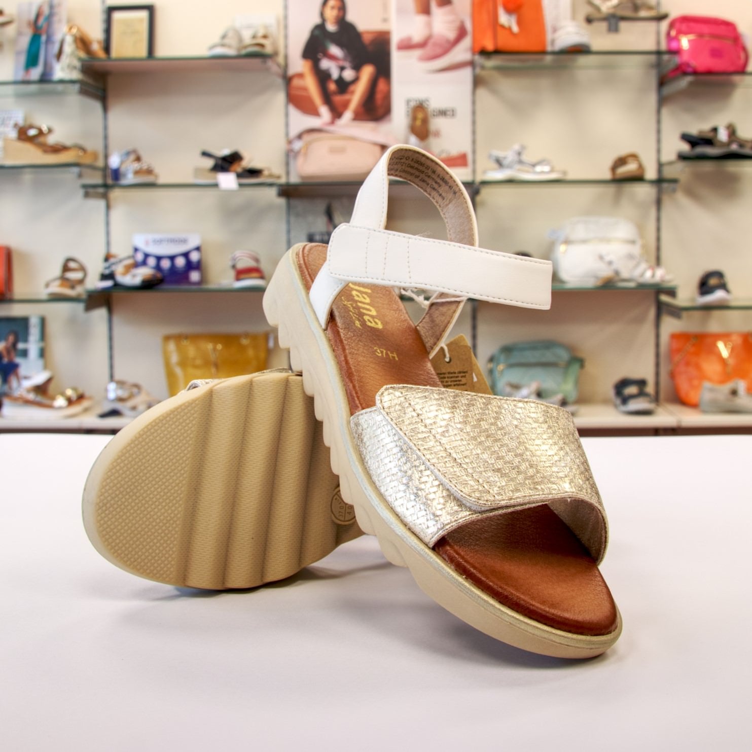 Jana Soft Line Sandals – Silver and White – Luke O'Brien Shoes