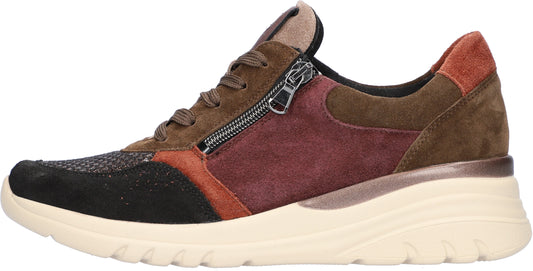 Waldlaufer Ladies Wide Fit Trainers - 927H02 - Burgundy/Multi