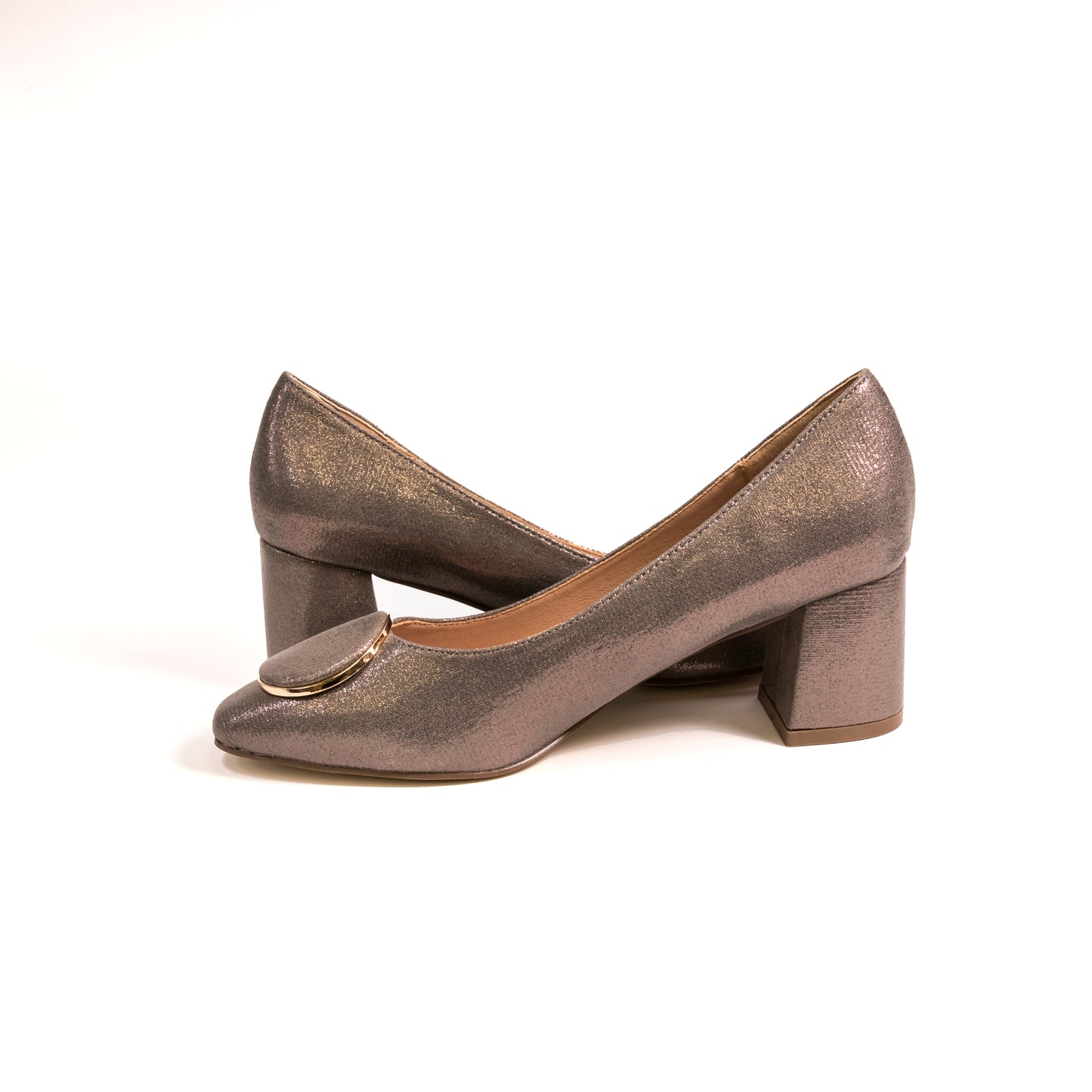 Cocco Ritz 1012 - Block Heels - Pewter Metallic Fabric