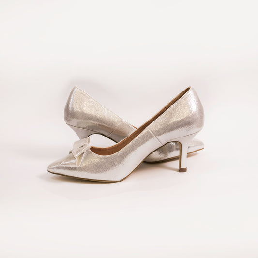 Cocco Ritz 1014 - Heels Bow - Silver Metallic Fabric