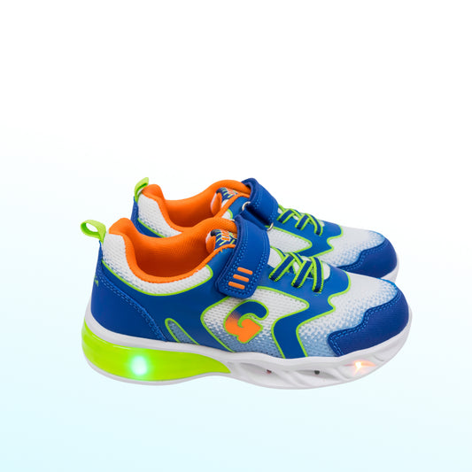 Garvalin - Boys Trainers Blue/Green with Flashing Lights - B825