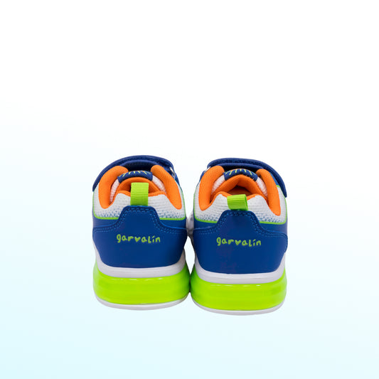 Garvalin - Boys Trainers Blue Green White with Lights - B825