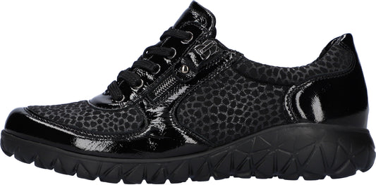 Waldlaufer Ladies Wide Fit Trainers - H89001 - Black Patent