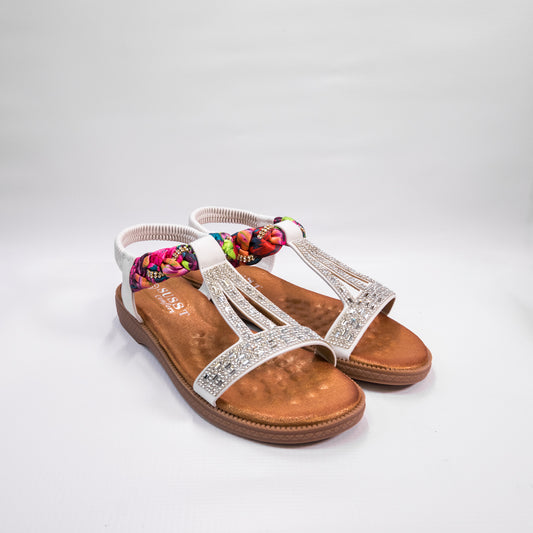 Susst - Heidi Womens Low Heel Ornate Sandal White - Heidi25
