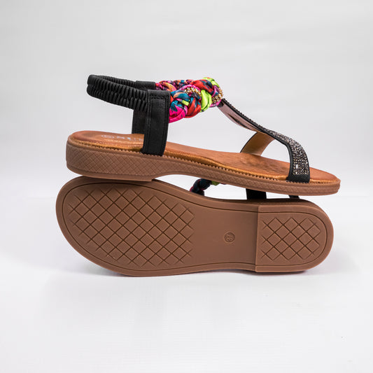 Susst - Heidi Womens Low Heel Ornate Sandal Black - Heidi25