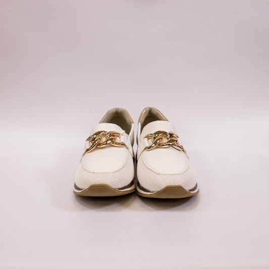 Jana - Loafers White & Gold - 24766
