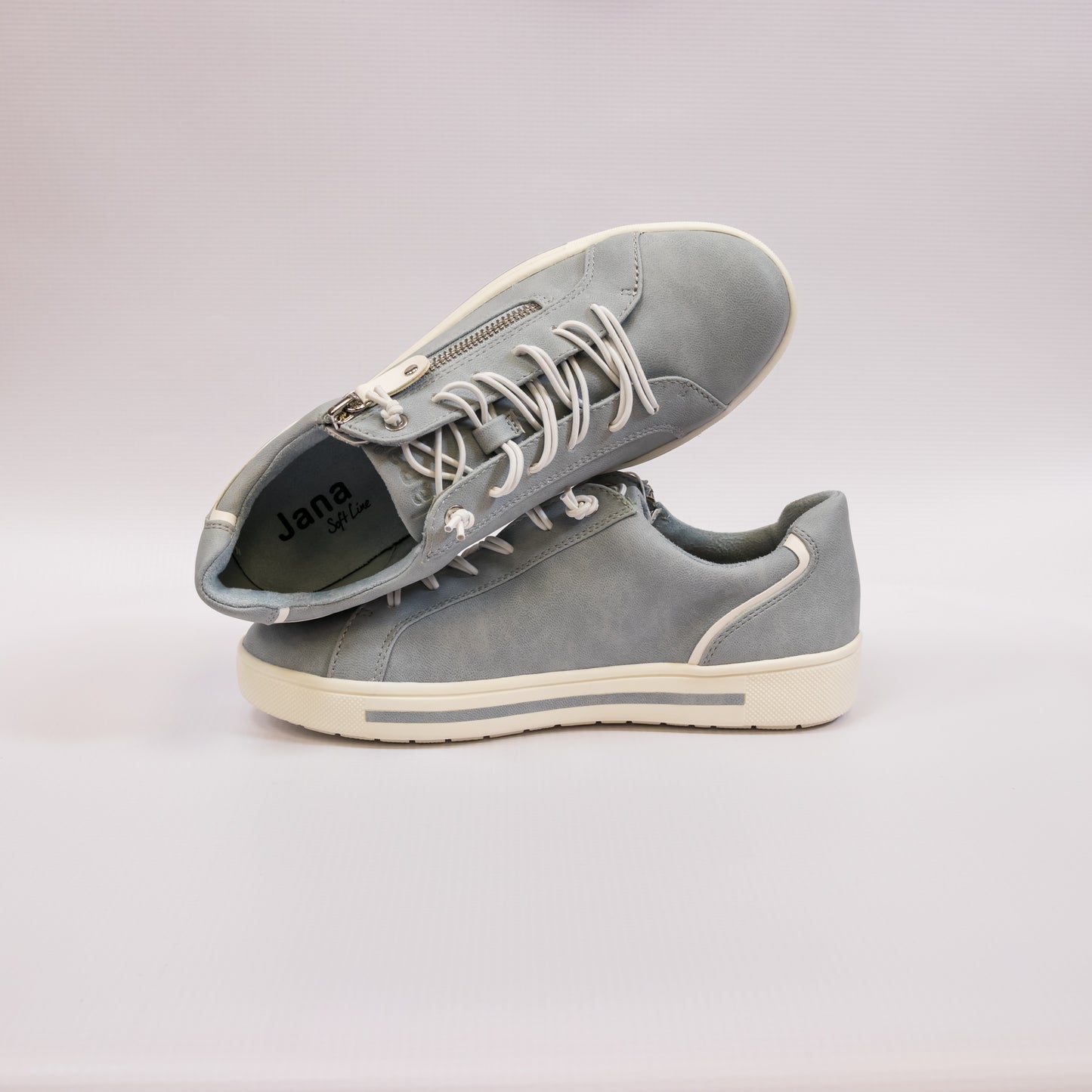 Jana - Flat Side Zip Trainers Sky Blue - 23660