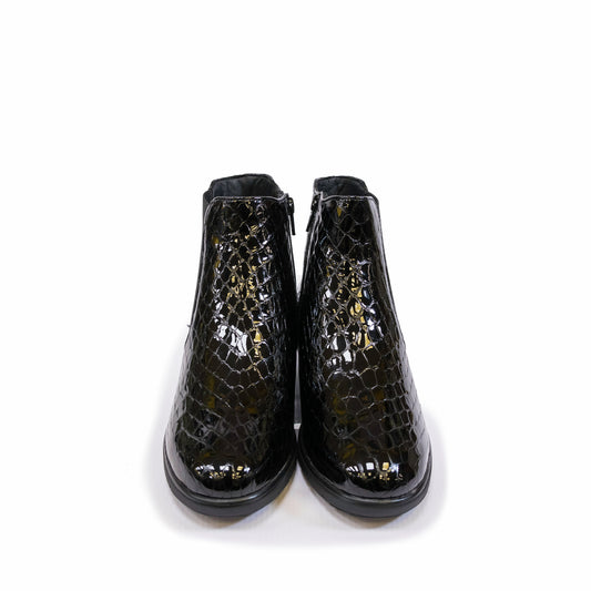 Corrib - Lesly Black Ladies Wedge Patent Leather Boot - LESLY24