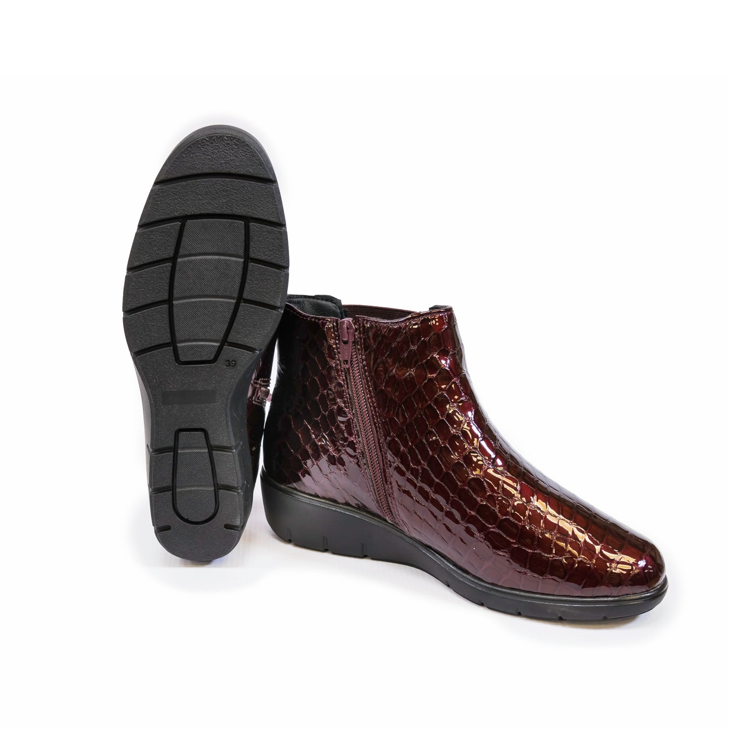 Corrib - Lesly Bordo Ladies Wedge Patent Leather Boot - LESLY24