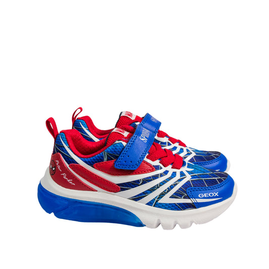 Geox - Boys Ciberdron Spiderman Sneakers Blue Red w Lights - J55LBH