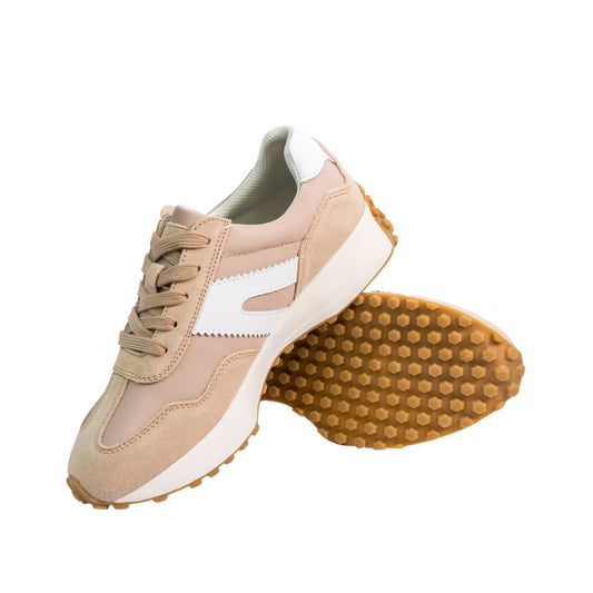 CIPRIATA – Womens Zip/Lace Glamour Trainer Taupe - L645T