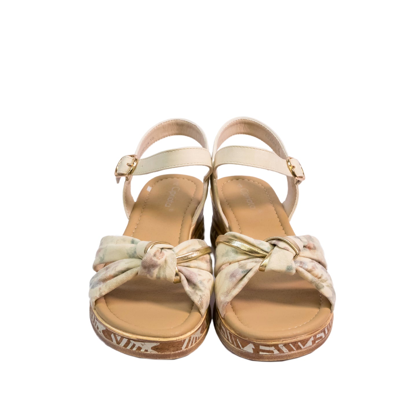 Cipriata – SARINA Womens Halter Back Buckle Wedge Heel Sandal - Beige - L635BE