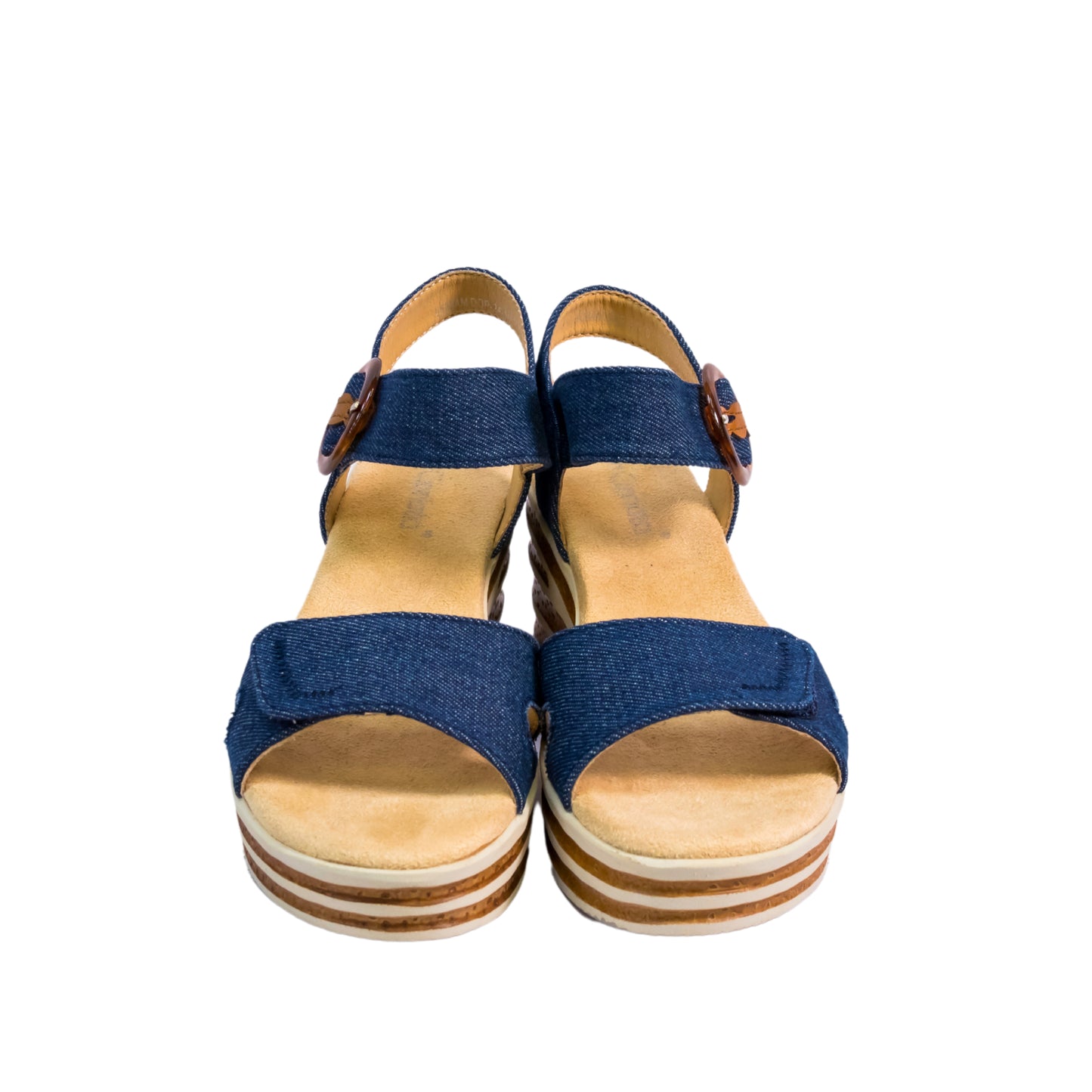 Cipriata – DANTA Ladies Fashion Touch Fastening Halter Back Wedge Sandal - Navy Denim PU - L638