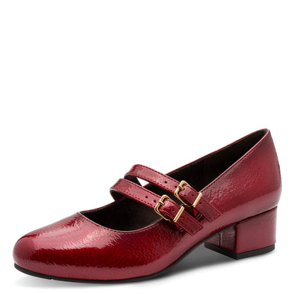 Jana 24366 Block Heel Red Patent Mary Jane