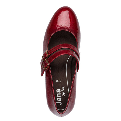 Jana 24366 Block Heel Red Patent Mary Jane