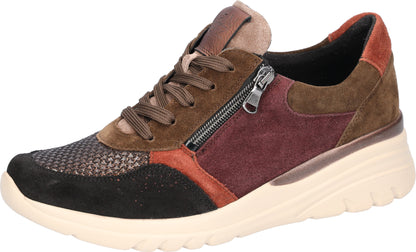 Waldlaufer Ladies Wide Fit Trainers - 927H02 - Burgundy/Multi