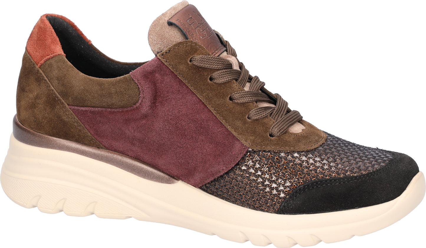 Waldlaufer Ladies Wide Fit Trainers - 927H02 - Burgundy/Multi