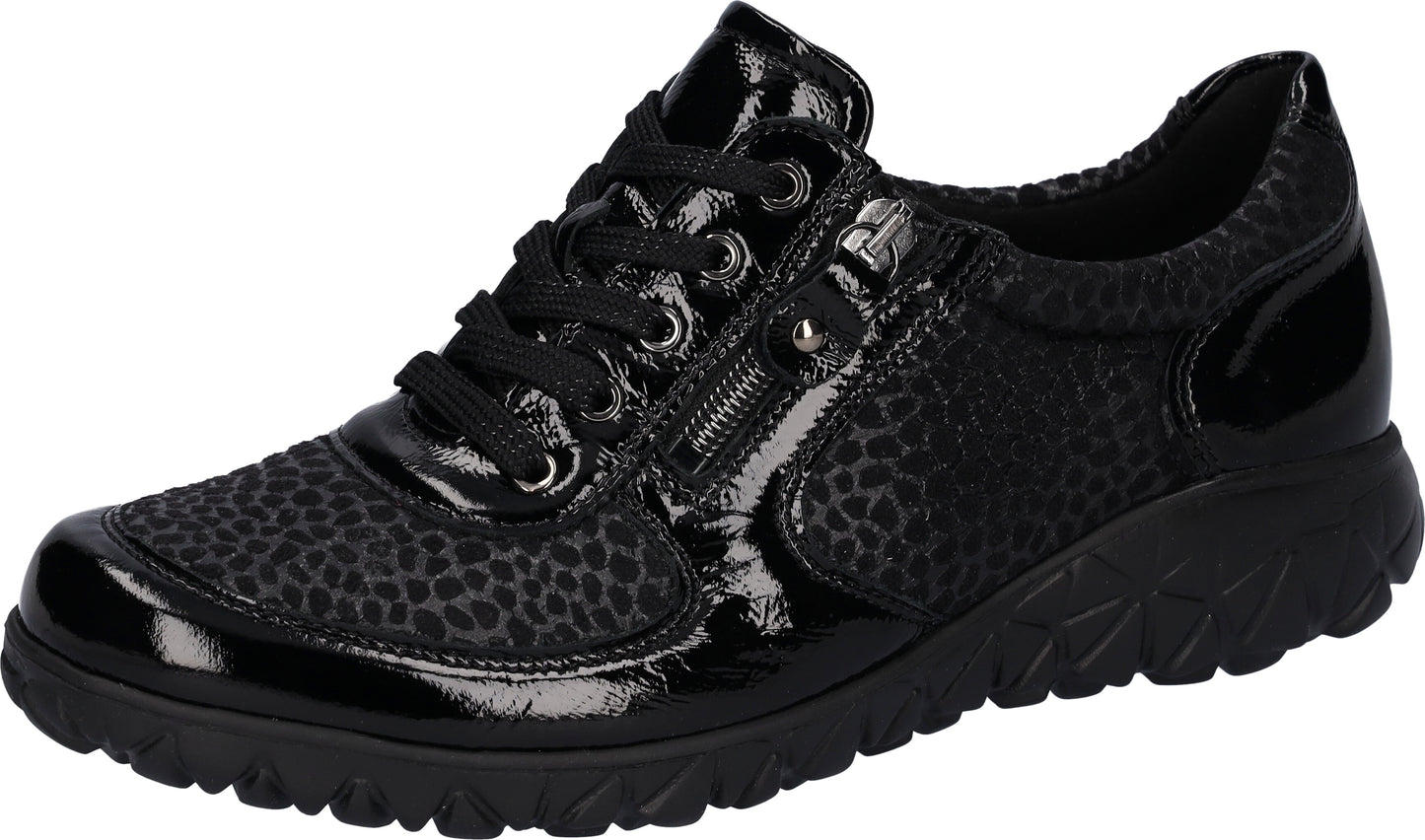 Waldlaufer Ladies Wide Fit Trainers - H89001 - Black Patent