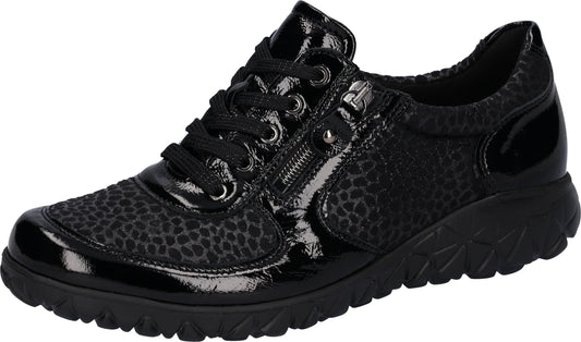 Waldlaufer Ladies Wide Fit Trainers - H89001 - Black Patent