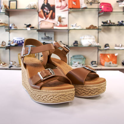 Oh My Sandals – High Wedge Buckle Sandal – Tan – Luke O'Brien Shoes